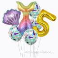 children birthday party mermaid number balloon set